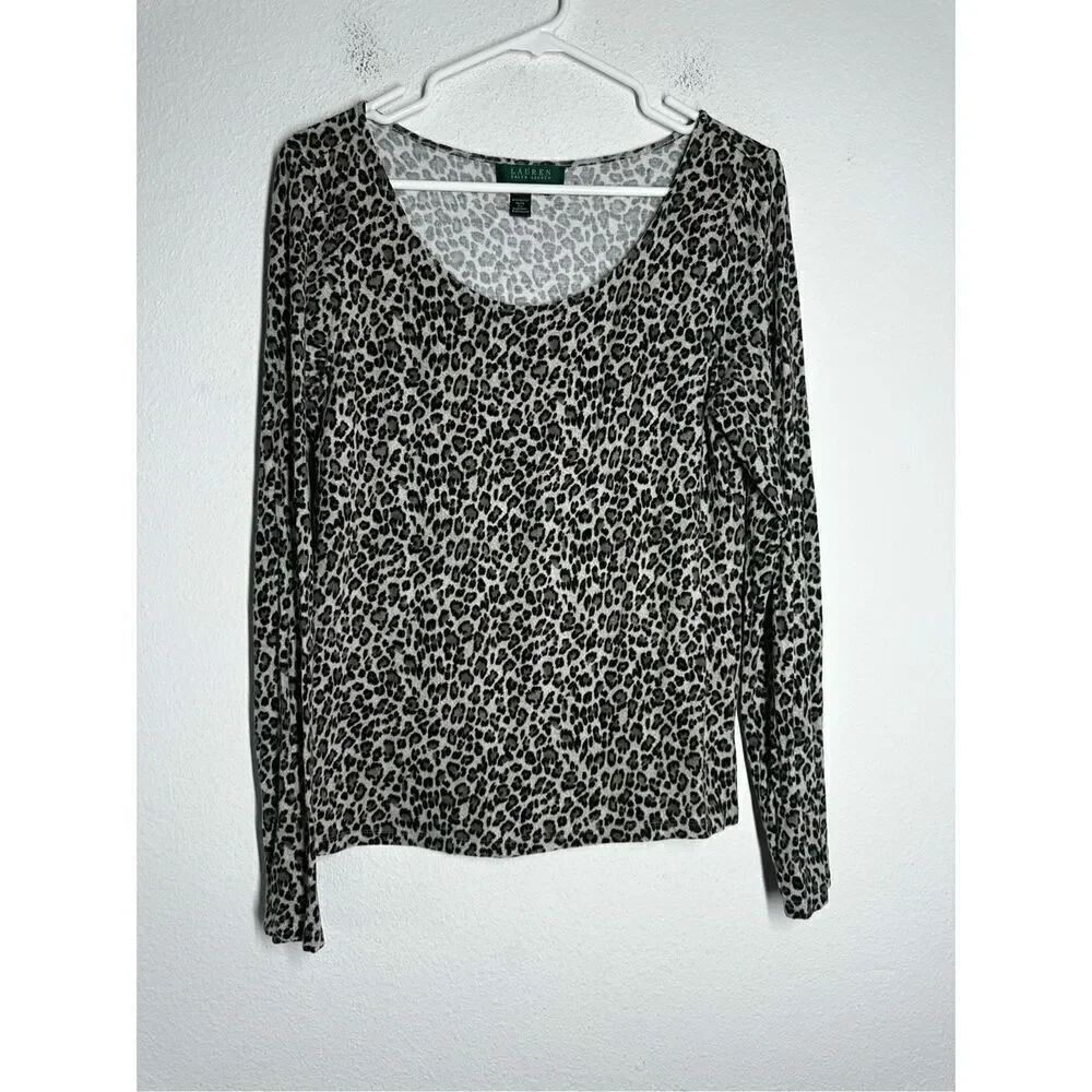 RALPH LAUREN Women's Soft Comfy Rayon Tunic Multicolor Animal Print SzL